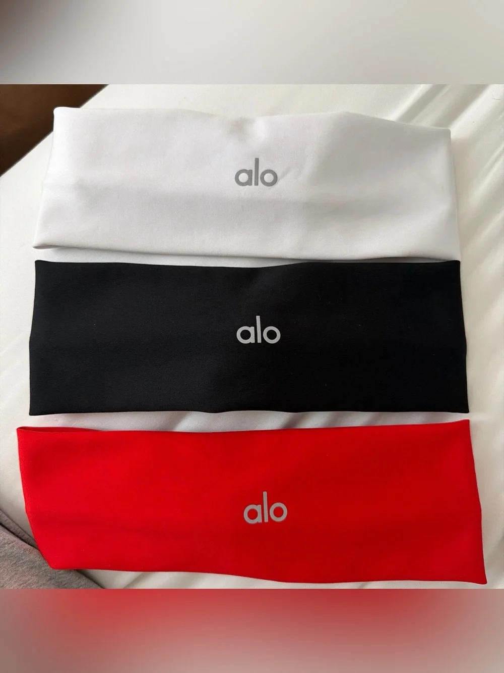 ALO Yoga airlift headband bright red, white, & black ONE SIZE